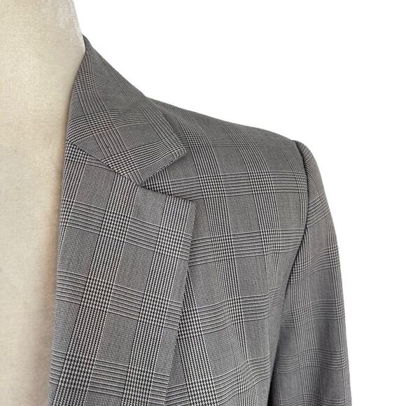 Zara Office Siren Fitted Single Breasted Check Plaid Blazer Size 4 Career Gray - Picture 4 of 16